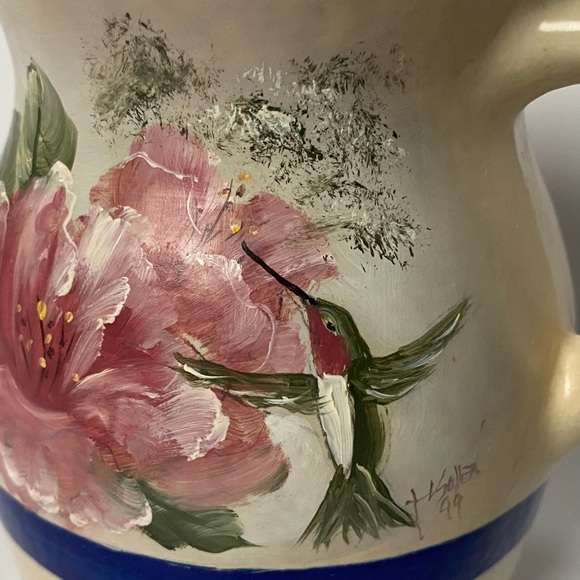 Robinson Ransbottom Pottery Hand Painted Hummingbird Flowers Vintage 4.75” Sign - Picture 2 of 16